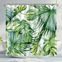 DUSCHVORHANG Blätter Grün 150 x 180 cm - Grün, Textil (150/180cm)