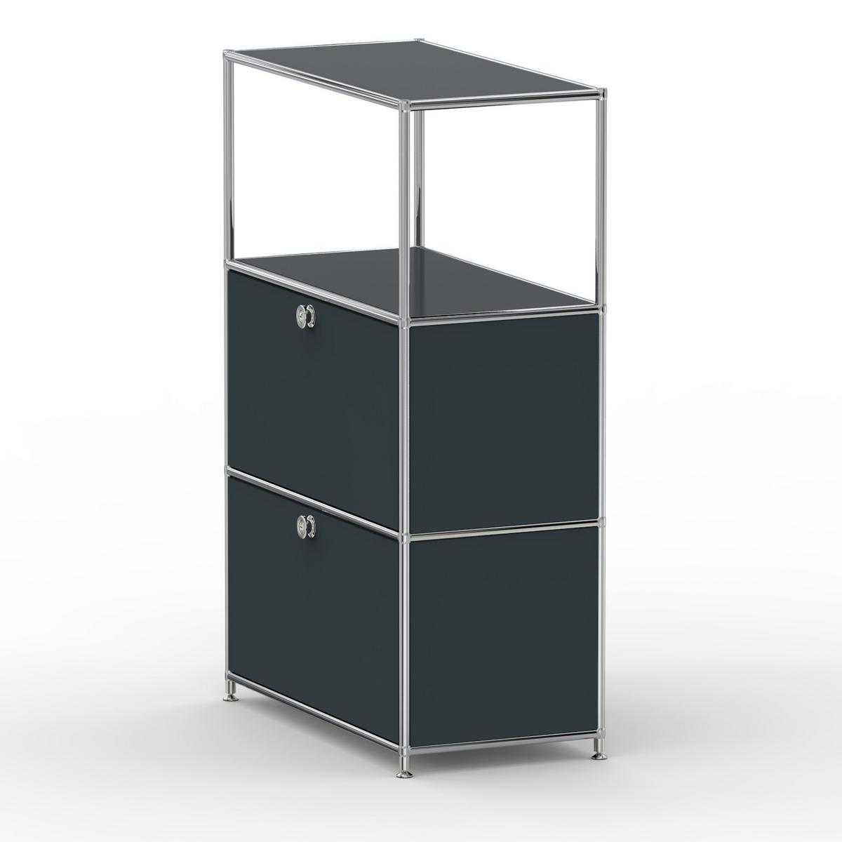 HOCHSCHRANK, 1 offenes Fach, 2 Klappen, Breite 77 cm, Anthrazitgrau - Chromfarben/Silberfarben, Metall (40/118/77.2cm) - Versee