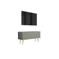 TV-SCHRANK : Aloe, 100 x 52 x 32 cm, Goldene Beine - Goldfarben/Grün, Holzwerkstoff/Metall (100/52/32cm) - 3XE LIVING