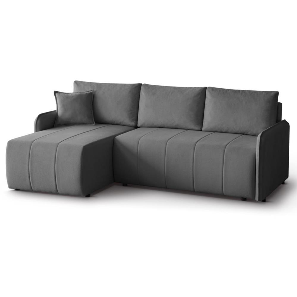 ECKSCHLAFSOFA Capri dunkelgrau - Dunkelgrau/Schwarz, Kunststoff/Textil (223/156cm) - Beautysofa