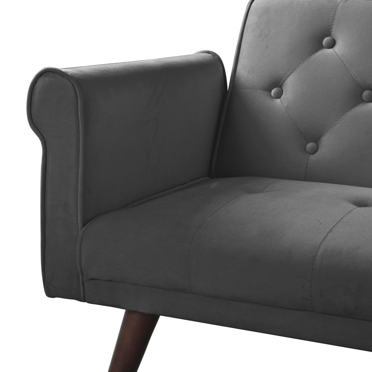 SCHLAFSOFA aus Samt in Grau mit verstellbaren Rückenlehnen - Grau, Textil (172/70/89cm) - Modfu