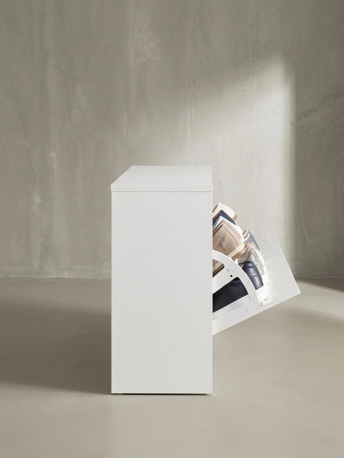 SCHUHKIPPER aus Holz in Weiß mit Ablage und 1 Fach, 80x24x47 cm - Weiß, Holz (80/47/24cm) - KADIMA DESIGN