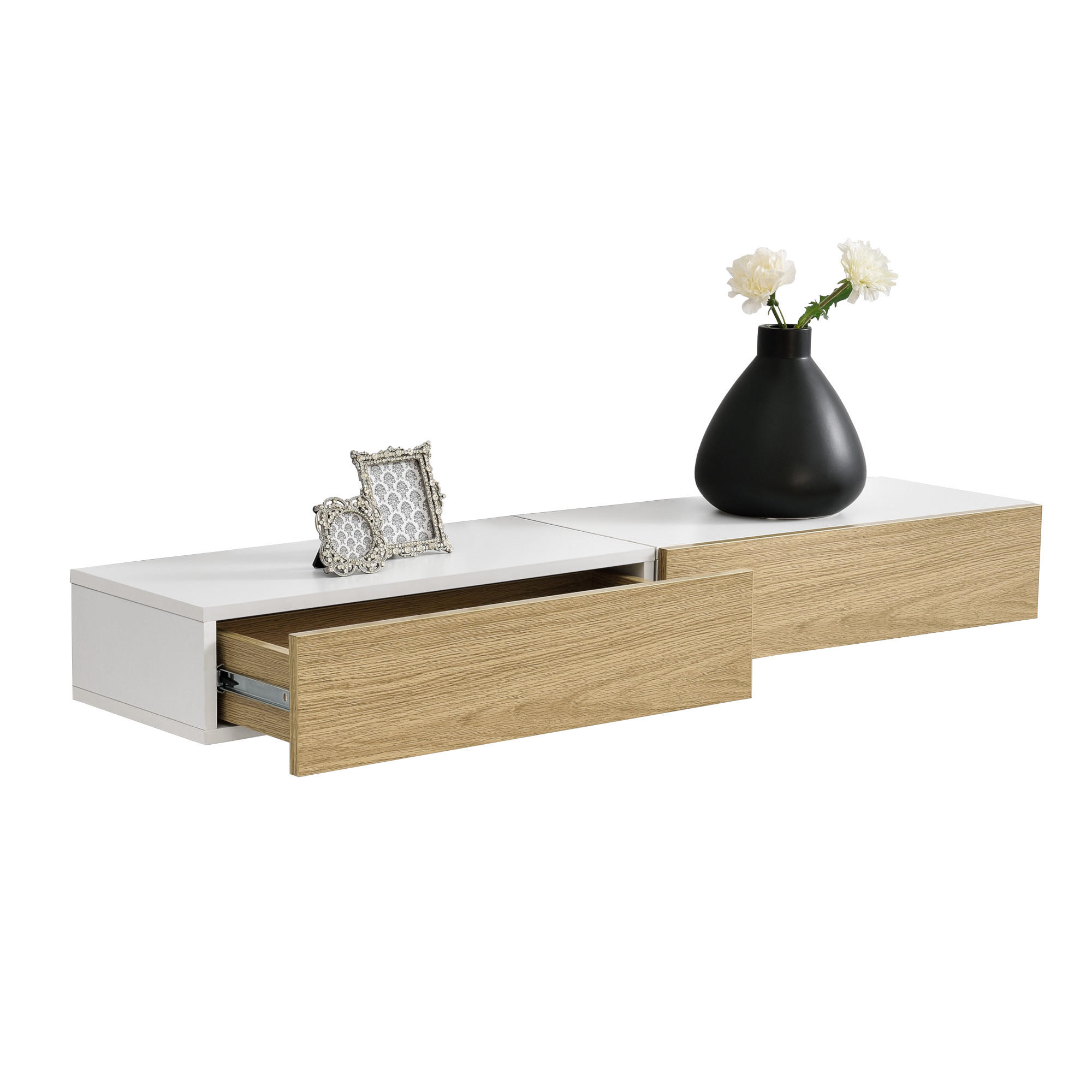 WANDREGAL-SET 2 TLG. Leknes - Weiß, Holzwerkstoff (50/12/24cm) - [en.casa]