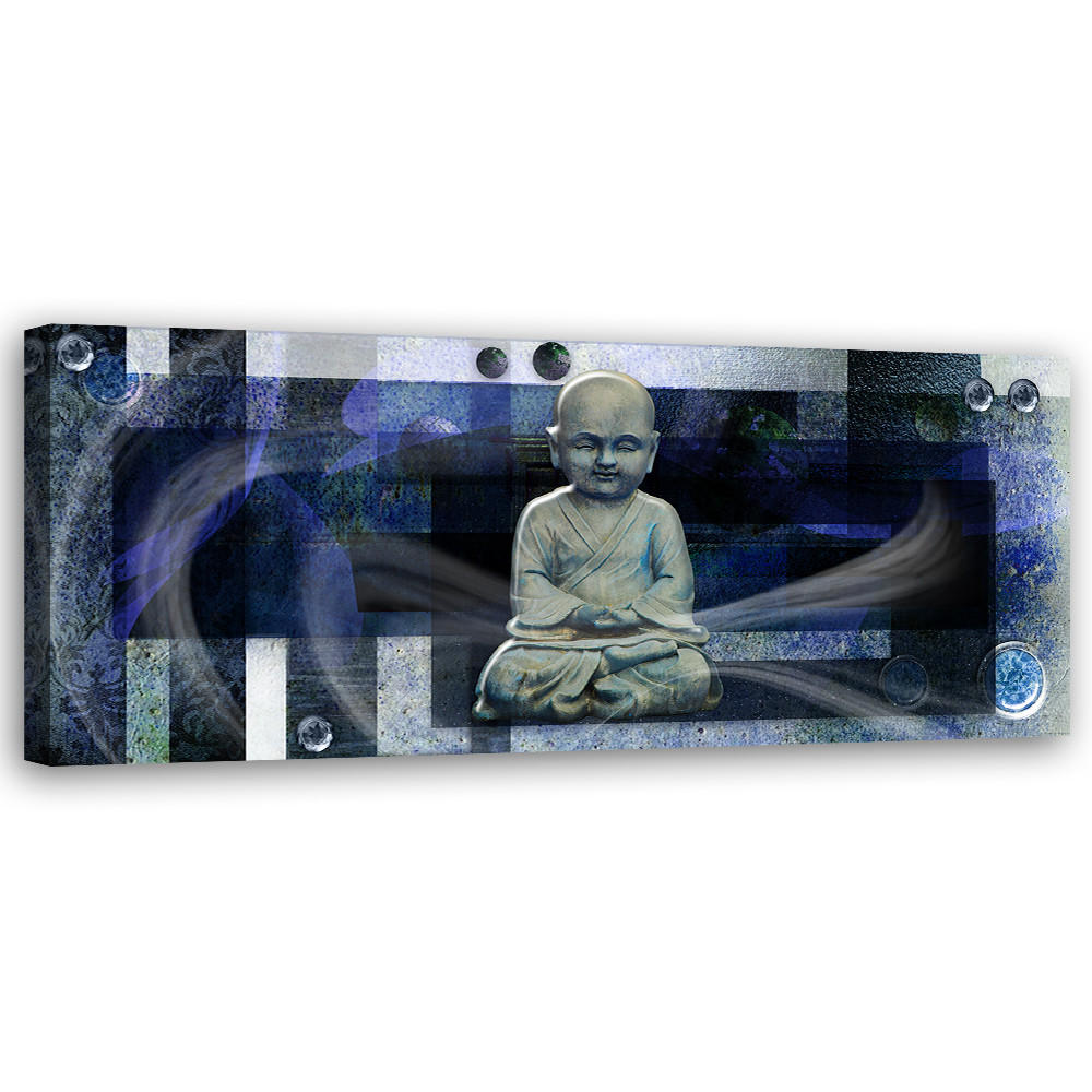 WANDBILD buddha auf blauem hintergrund - Blau, Textil (90/30cm) - Feeby