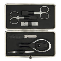 NAGELPFLEGE Set BCI 05 6-tlg. im Lederetui, Edelstahl, Nappaleder, Silberfarben, Schwarz - Silberfarben, Metall (10/3.5/20.5cm) - Kai Messer