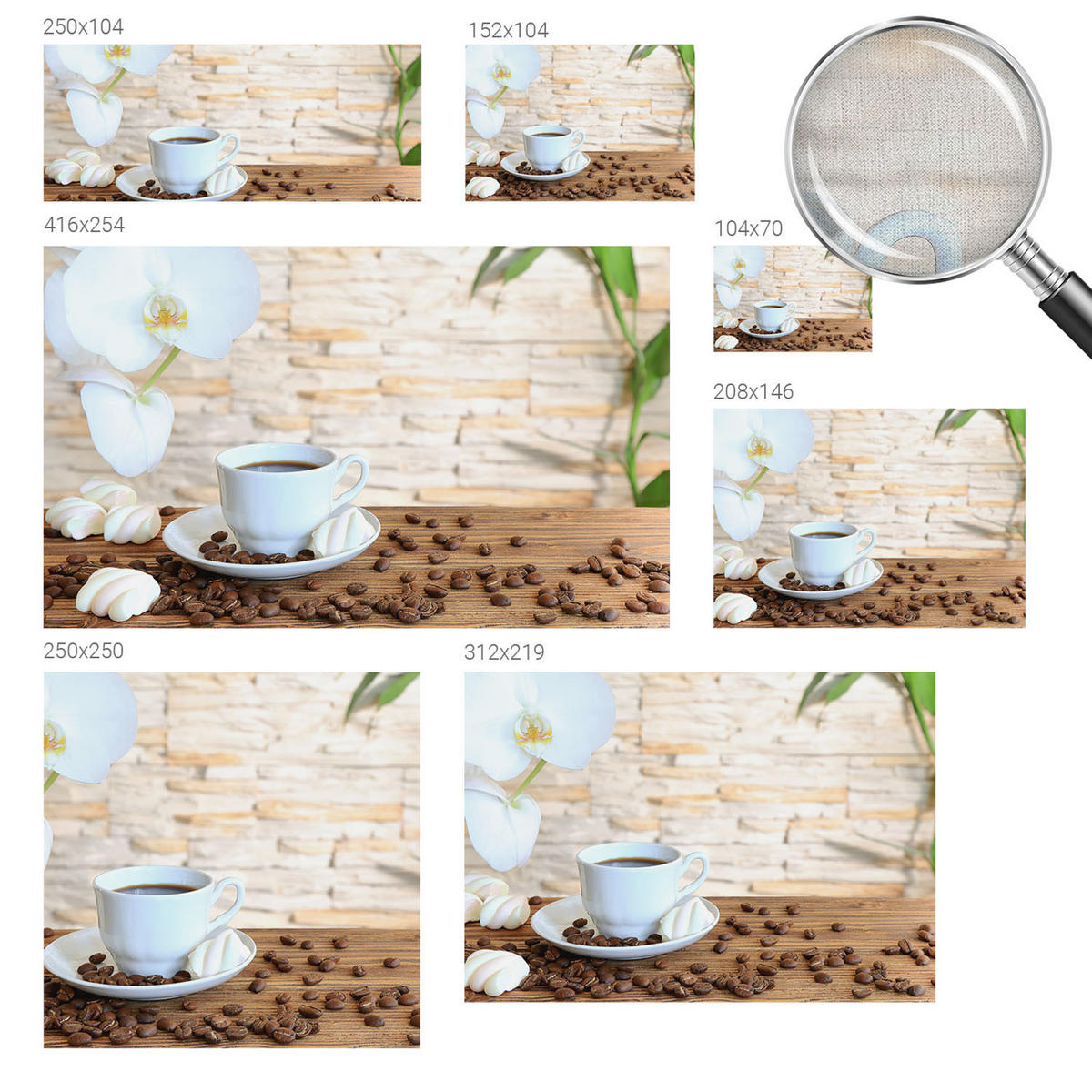 FOTOTAPETE 104x70 cm - Florale Entspannung - Weiß, Textil (104/70cm) - Wallfluent