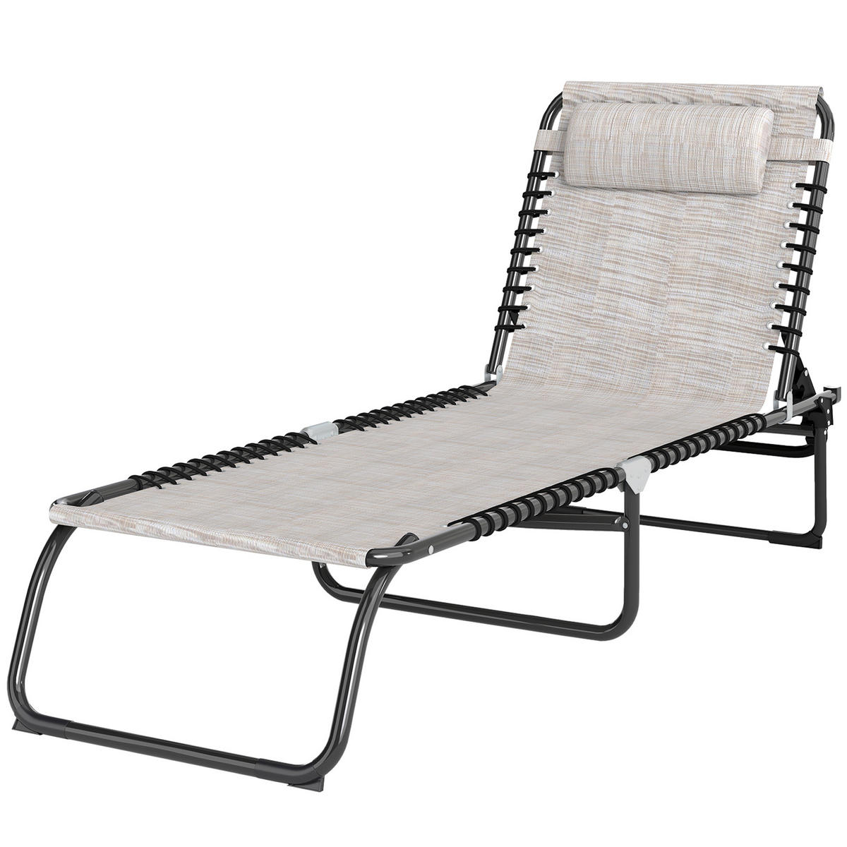 SONNENLIEGE DE-07660 klappbar, 4-fach verstellbar Cremeweiß - Creme, Metall (58/30/189cm) - ComfortXL