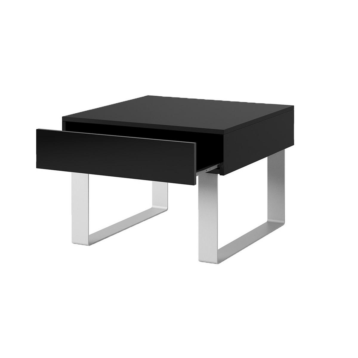 COUCHTISCH Bird Schwarz, mit Schublade - Silberfarben/Schwarz, Holzwerkstoff (63/63/45cm) - Bettso
