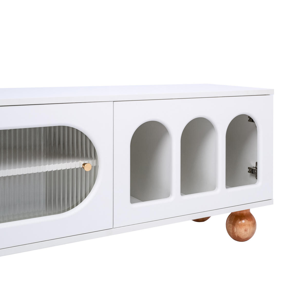 TV-ELEMENT mit Glasschiebetür 170 x 47 x 37 cm Weiß Holzoptik - Weiß, Holzwerkstoff (37/47/170cm) - Beauniv