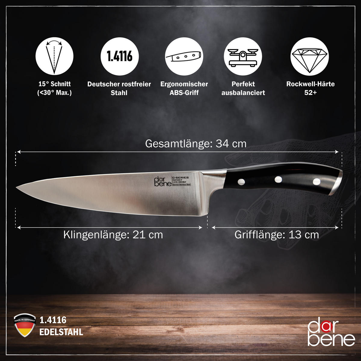 CHEFMESSER C-Series ABS-Griff 34cm - Alufarben, Metall (34cm) - DarBene