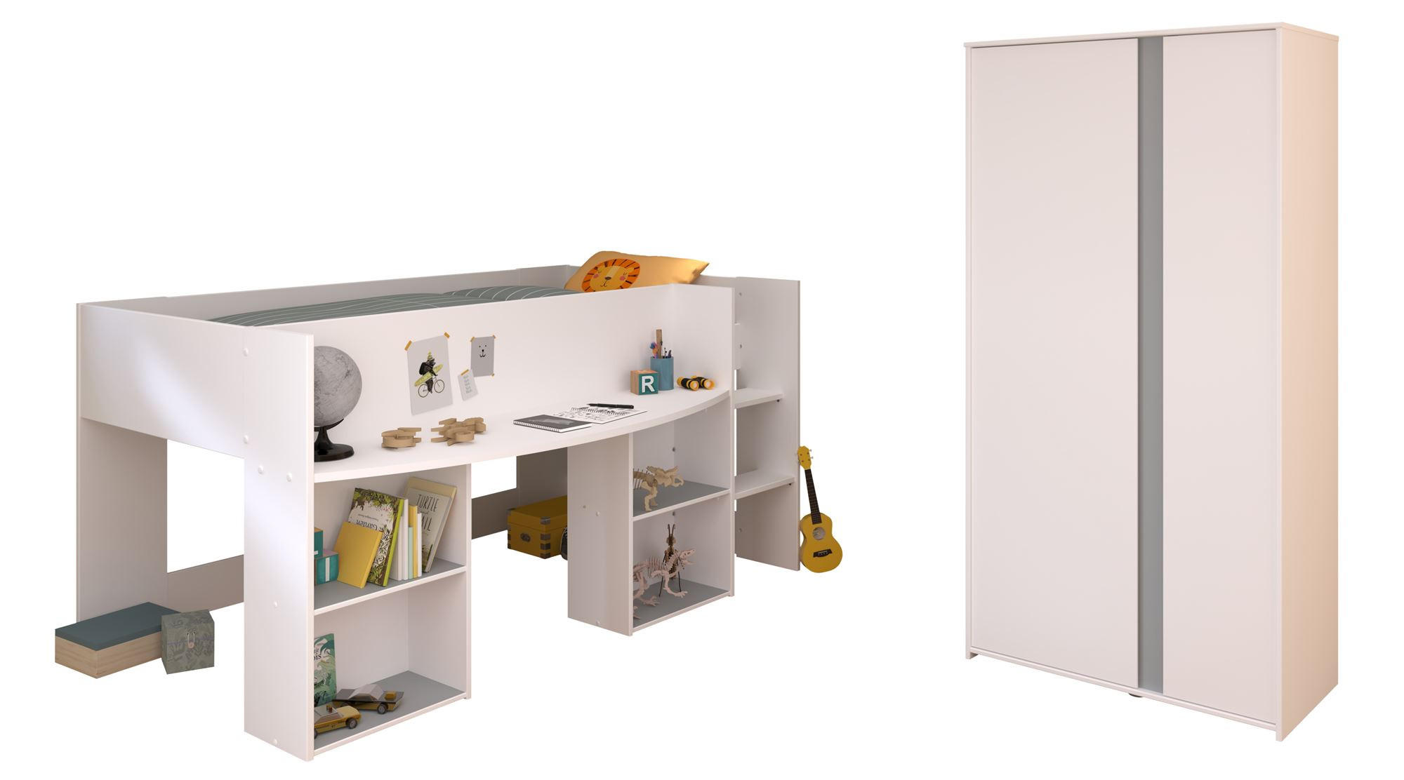 KINDERZIMMER-SET 2-tlg. Parisot Pirouette 14 Holzdekor Weiß - Weiß, Kunststoff (100/1/200cm) - 58aufmkessel