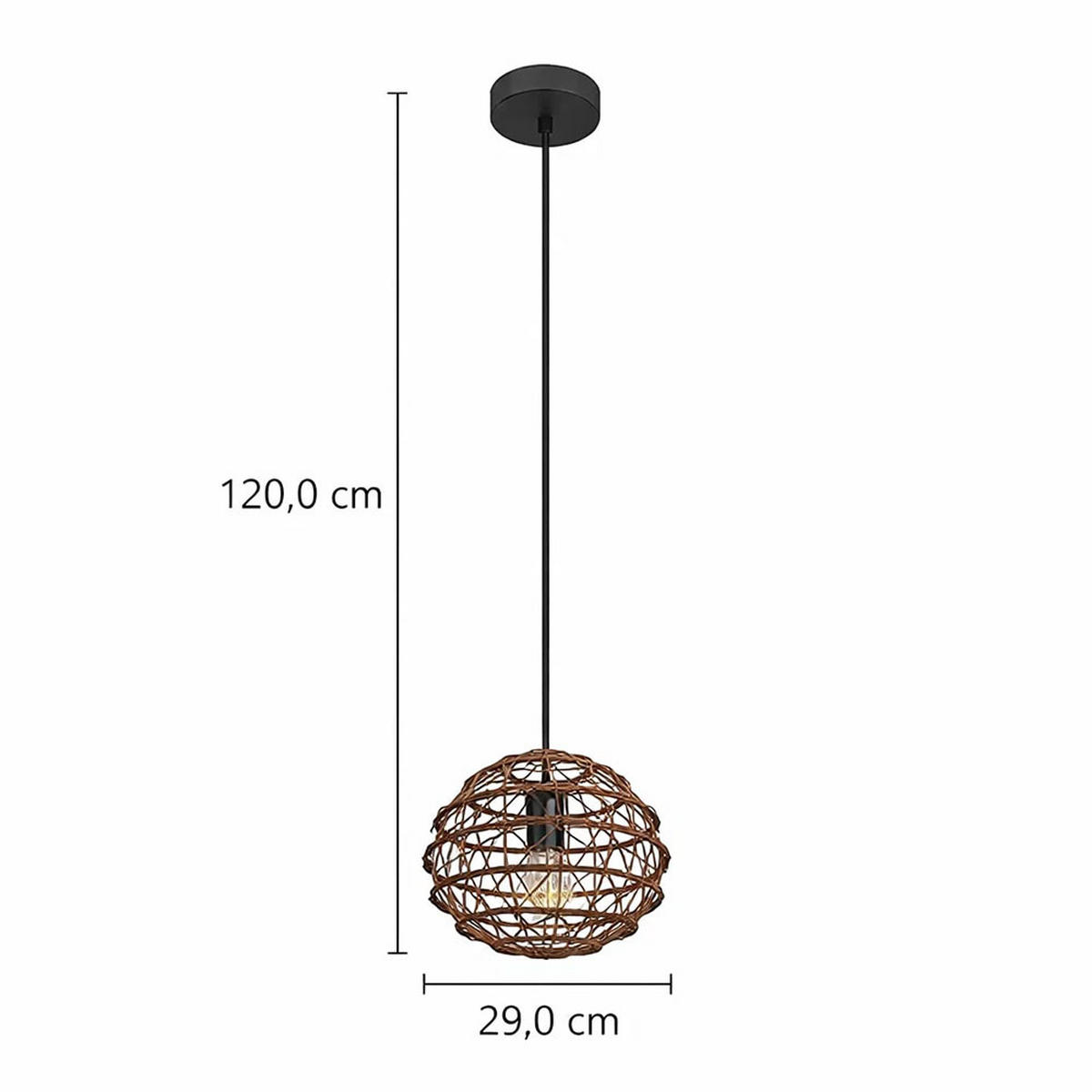 PENDELLEUCHTE SENNI Metall Braun - Braun, Metall (29/29/120cm) - Globo Lighting