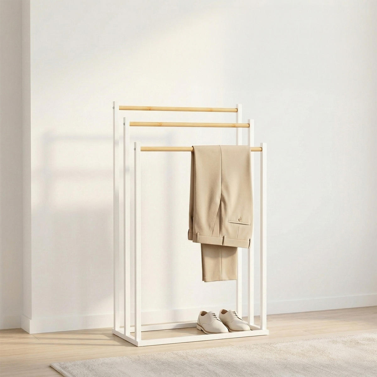 HANDTUCHSTÄNDER - Weiß, Holz/Textil (45/76/21.5cm) - Relaxdays