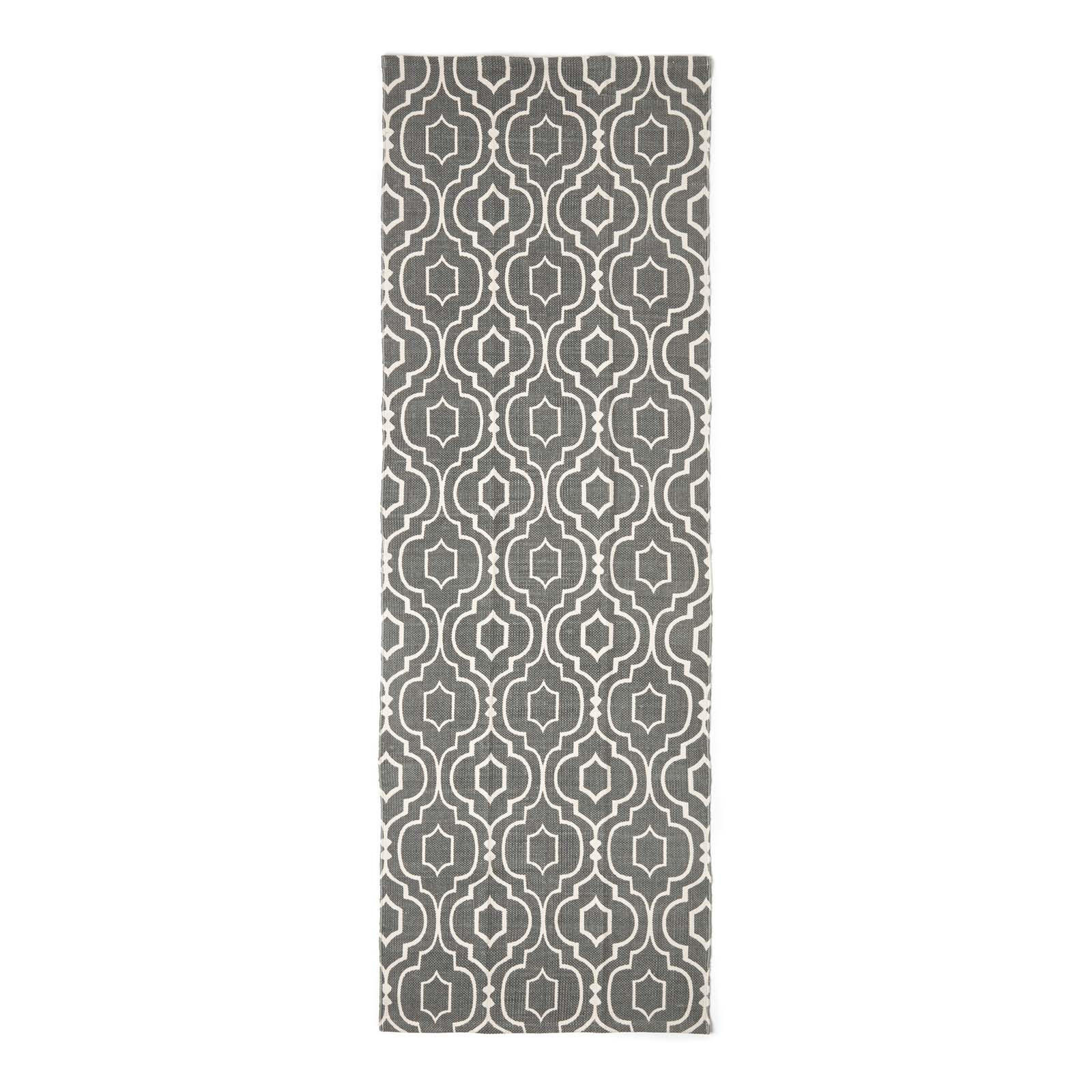 BAUMWOLLTEPPICH-LÄUFER Riga geometrisch 66/200 cm - Grau, Textil (66/200cm) - Homescapes