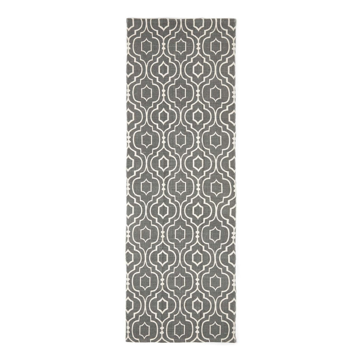 BAUMWOLLTEPPICH-LÄUFER Riga geometrisch 66/200 cm - Grau, Textil (66/200cm) - Homescapes