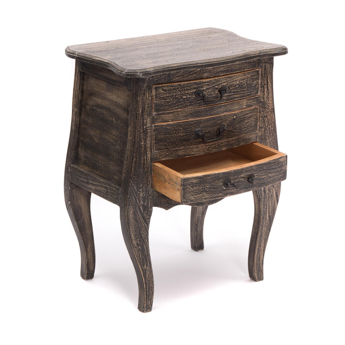 KOMMODE Belly Mahagoni Massivholz, mit 3 Schubladen rustic braun - Braun, Holz (48/64/35cm) - CREEDWOOD