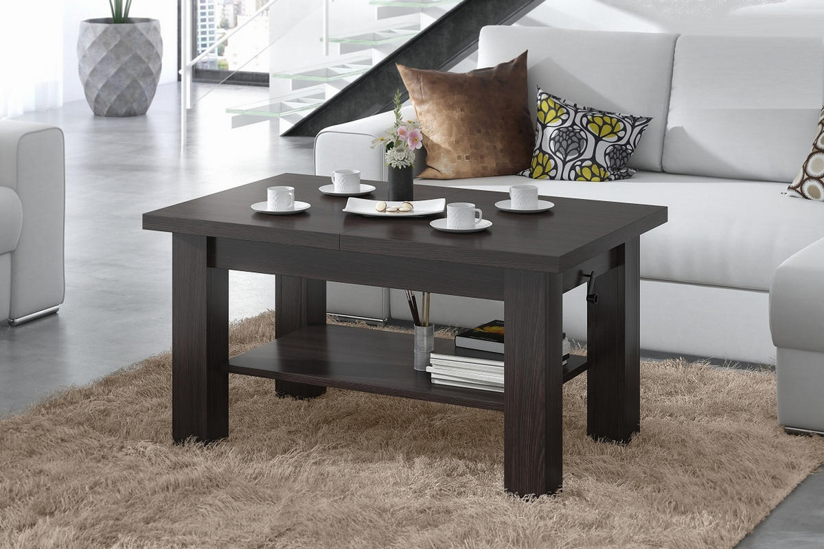 COUCHTISCH rechteckig Walnuss Wenge ausziehbar höhenverstellbar - Wengefarben, Holzwerkstoff (68/110/59cm) - designimpex