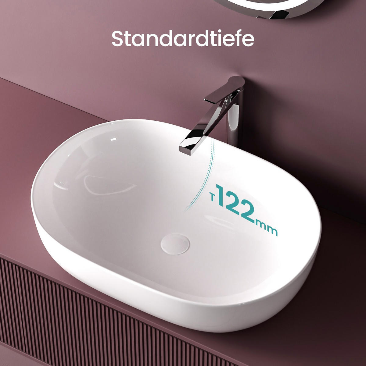 WASCHBECKEN Abgerundete Ecken Mattweiß 60 / 41,5 / 13,5 cm - Weiß, Keramik (41.5/13.5/60cm) - EMKE