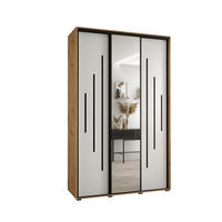 SCHWEBETÜRENSCHRANK 235,2/150/60 3-türig - Schwarz/Weiß, Holz/Metall (150/235/60cm) - Abiks Möbel