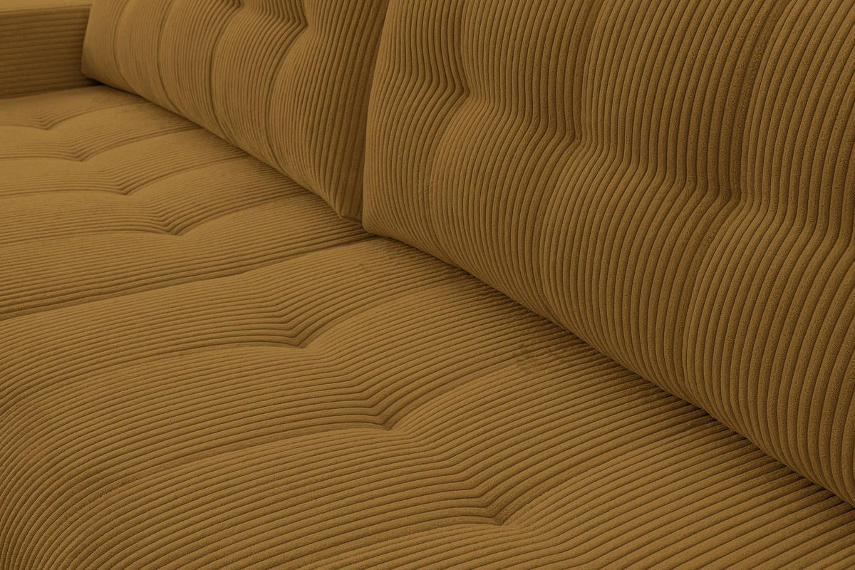 ECKSOFA Maillo Senfgelb Cord - Gelb/Schwarz, Kunststoff/Textil (245/143cm) - Selsey