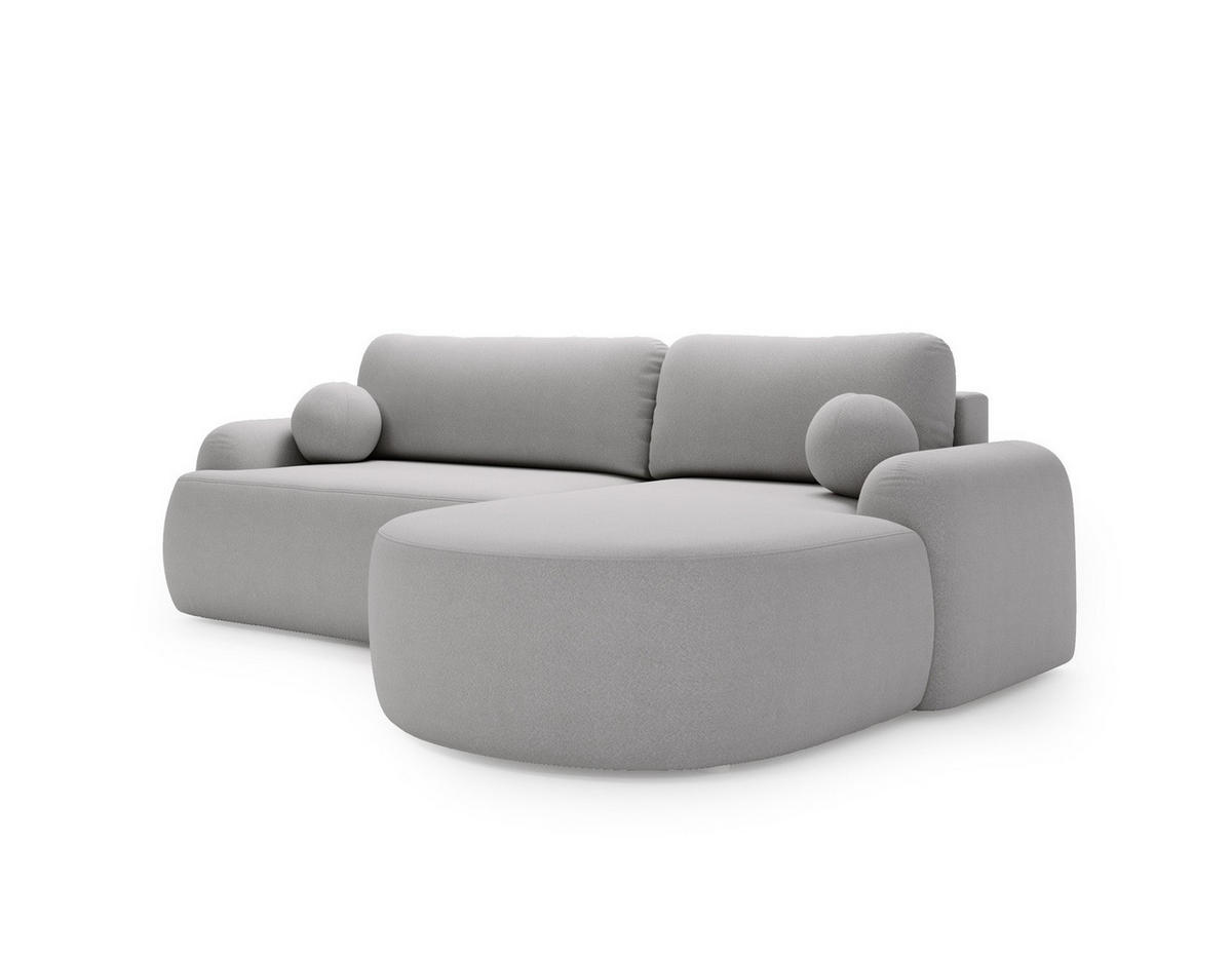 ECKSOFA DION HELLGRAU L - Rechts - Hellgrau, Textil (261/177cm) - Luxkor24