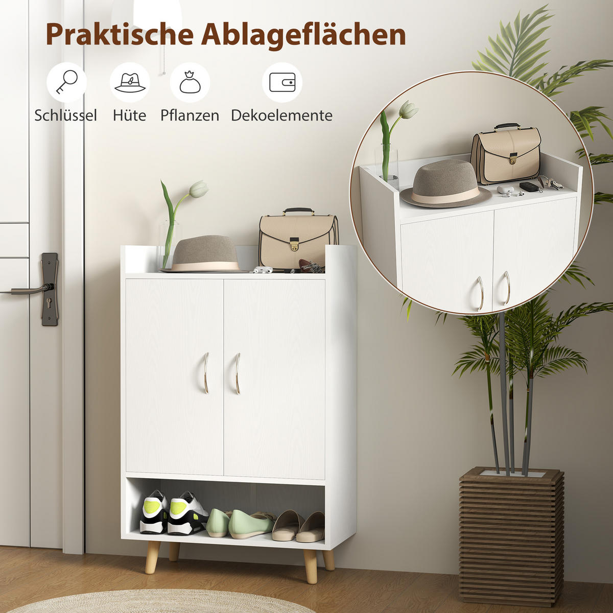 SCHUHSCHRANK, für 12 Schuhe, 60 x 30 x 92 cm, Weiß - Weiß, Holzwerkstoff (60/92/30cm) - HOMCOM