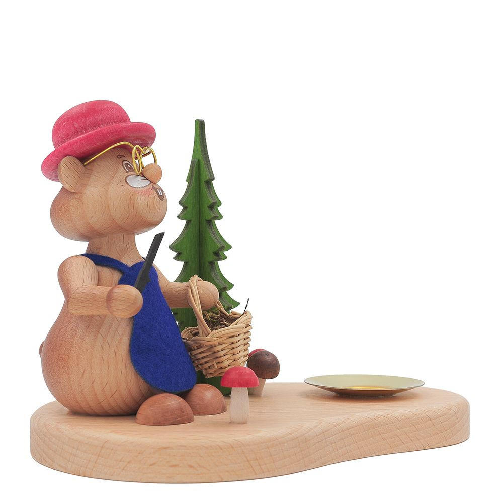 HOLZFIGUR Hamster Pilzsammler mit Kerzenhalter 11 cm - Multicolor, Metall (14/1/0.1cm)