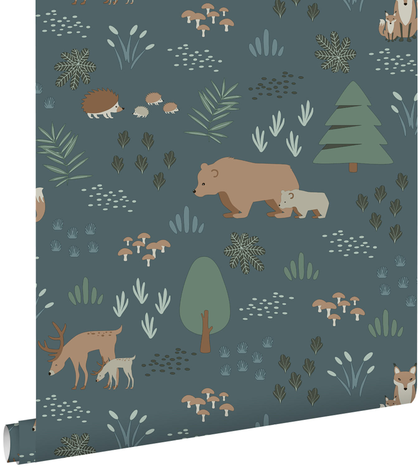 TAPETE Wald mit Waldtieren 53 cm x 10.05 m - Blau, Papier (53/0.1cm) - ESTAhome