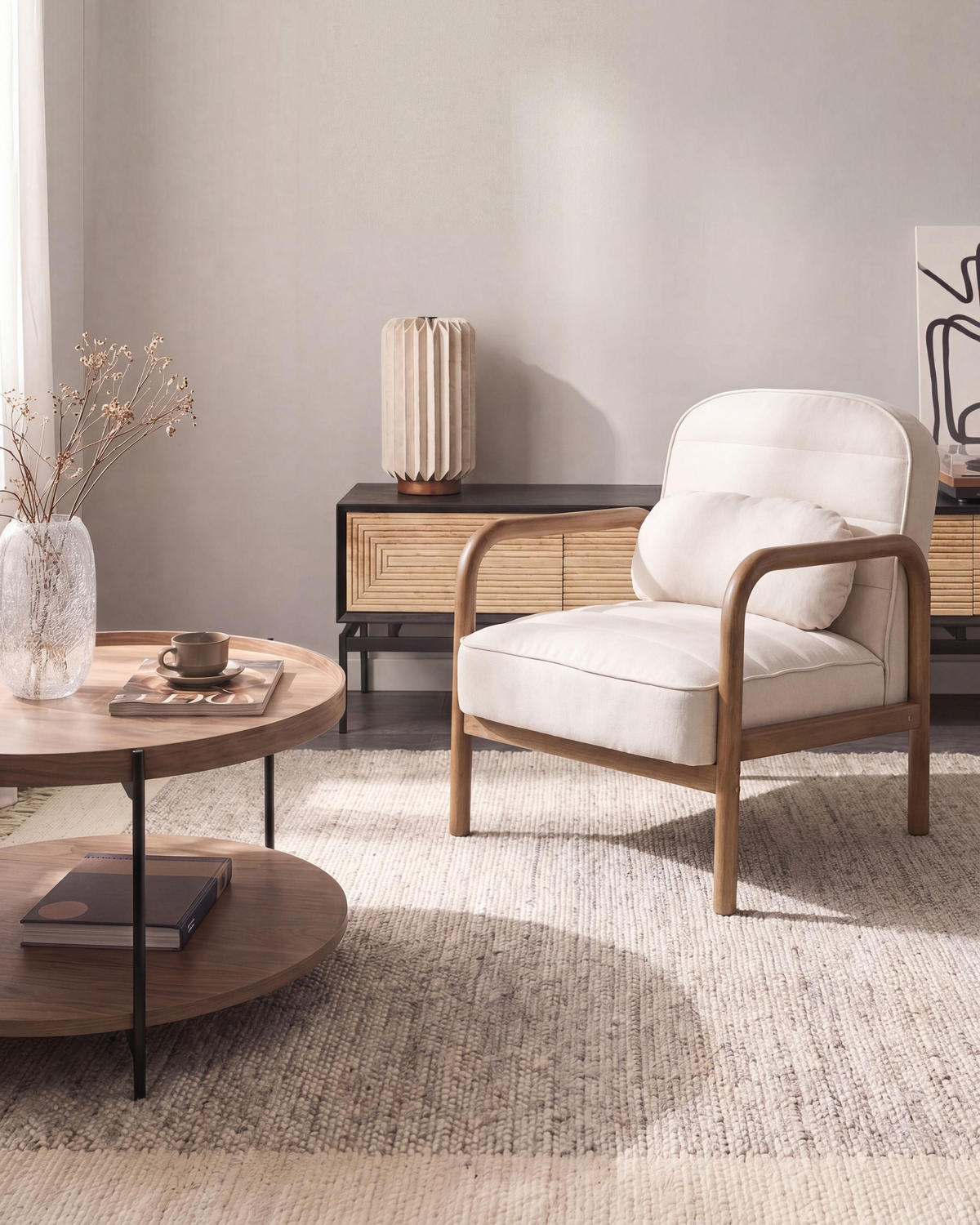 SESSEL Stoff Hellbeige Agger - Beige/Braun, Textil (67/78/81cm) - Beliani