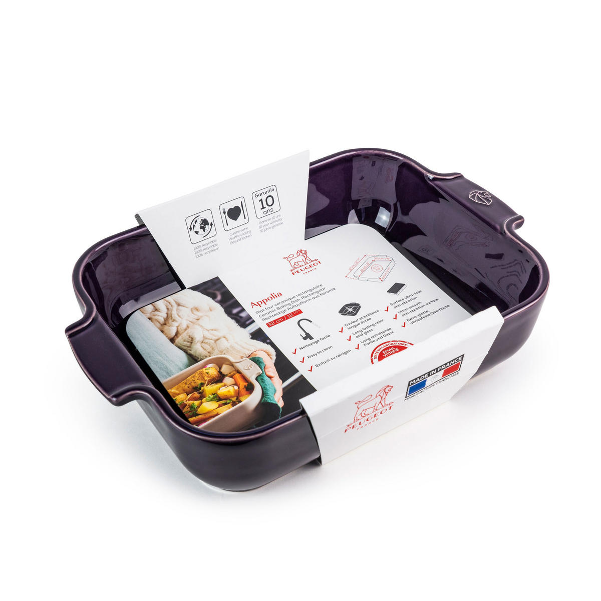 AUFLAUFFORM Keramik Appolia 32cm Rechteckig Aubergine Spülmaschinenfest - Lila, Keramik (21.7/32/7.2cm) - PEUGEOT