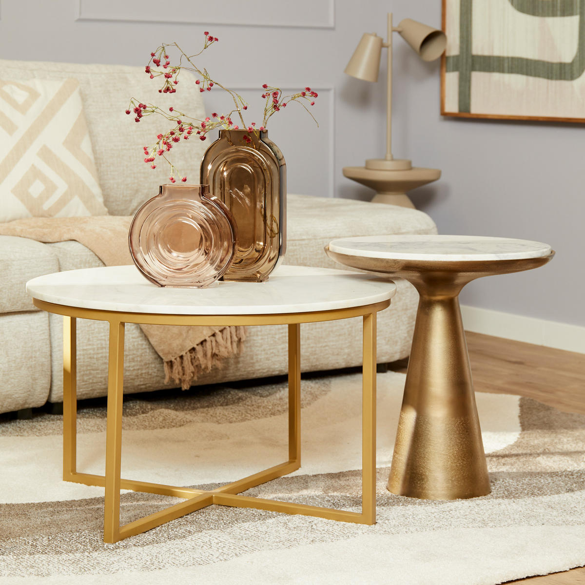 BEISTELLTISCH Essy Weiß 45/45/50 cm - Weiß, Naturmaterialien (45/45/50cm) - Starfurn