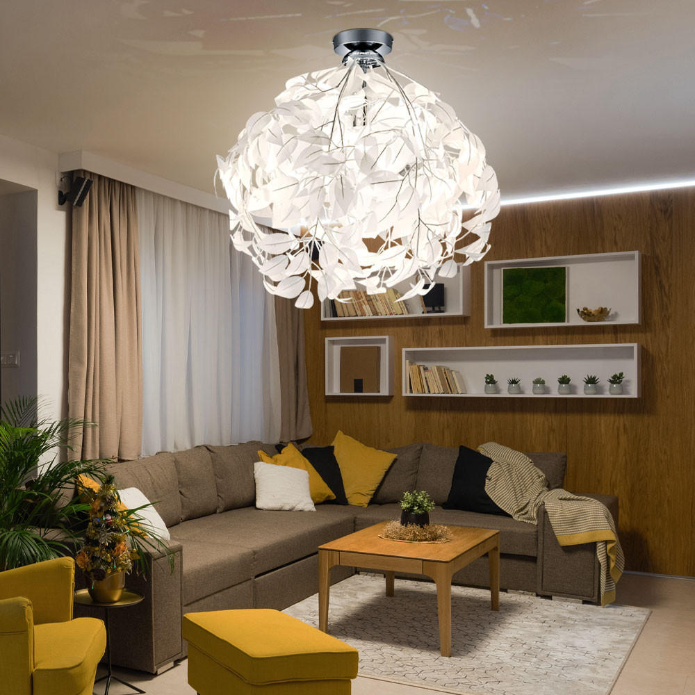 DECKENLEUCHTE Chrom Weiß - Weiß, Metall (38/38/58cm)