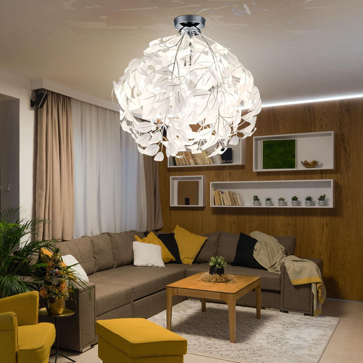 DECKENLEUCHTE Chrom Weiß - Weiß, Metall (38/38/58cm)