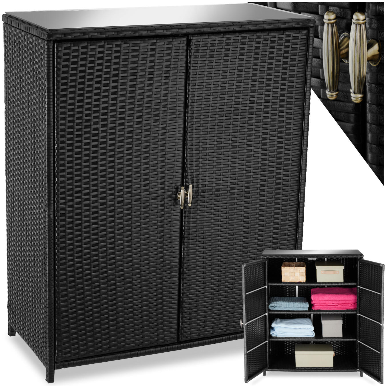 GARTENSCHRANK Monza,84,5 x 40,5 x 103,5 cm,schwarz - Schwarz, Kunststoff (84.5/103.5/40.5cm) - tectake
