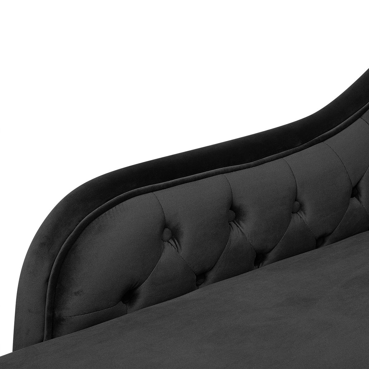 CHAISELONGUE Samtstoff schwarz rechtsseitig Nimes - Dunkelbraun/Schwarz, Textil (170/79/61cm) - Beliani