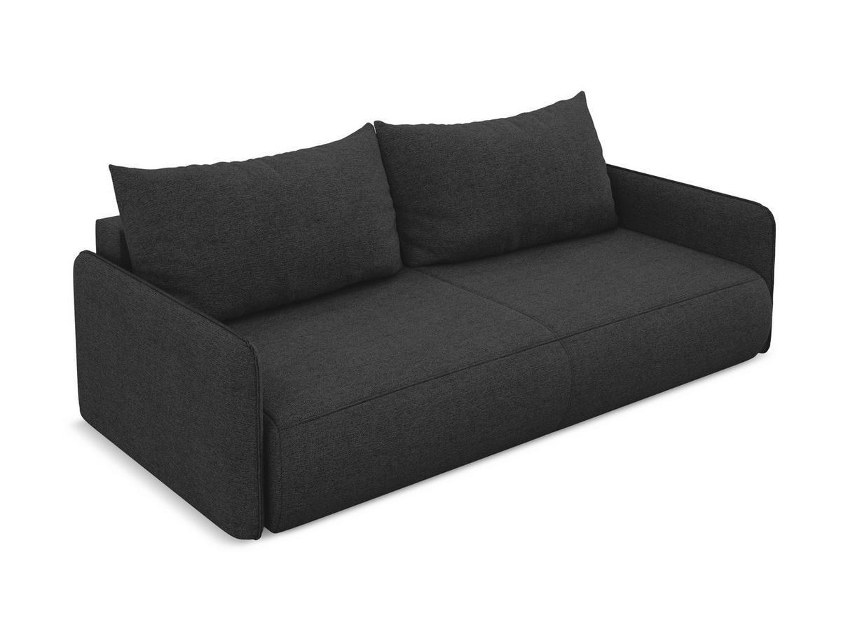 3-SITZER SOFA mit Schlaffunktion Chenille Stoff Schwarz - Anthrazit/Schwarz, Kunststoff/Textil (216/86/105cm) - Makamii