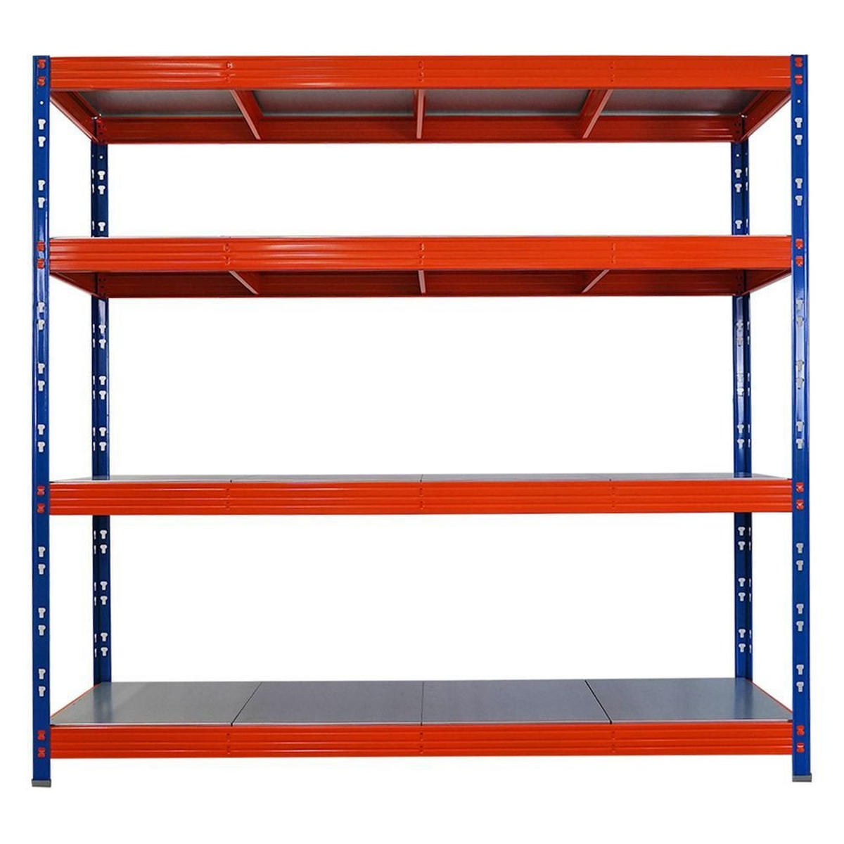 SCHWERLASTREGAL Dino 2er-Set 180x200x60cm 4 Stahlplatten-Ebenen Fachlast 500kg Blau-Orange - Blau/Orange, Metall (200/180/60cm) - PROREGAL