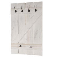 WANDGARDEROBE 91x60x10cm 6 Haken Weiß shabby - Weiß, Holz (60/91/10cm) - BERLINLODGE