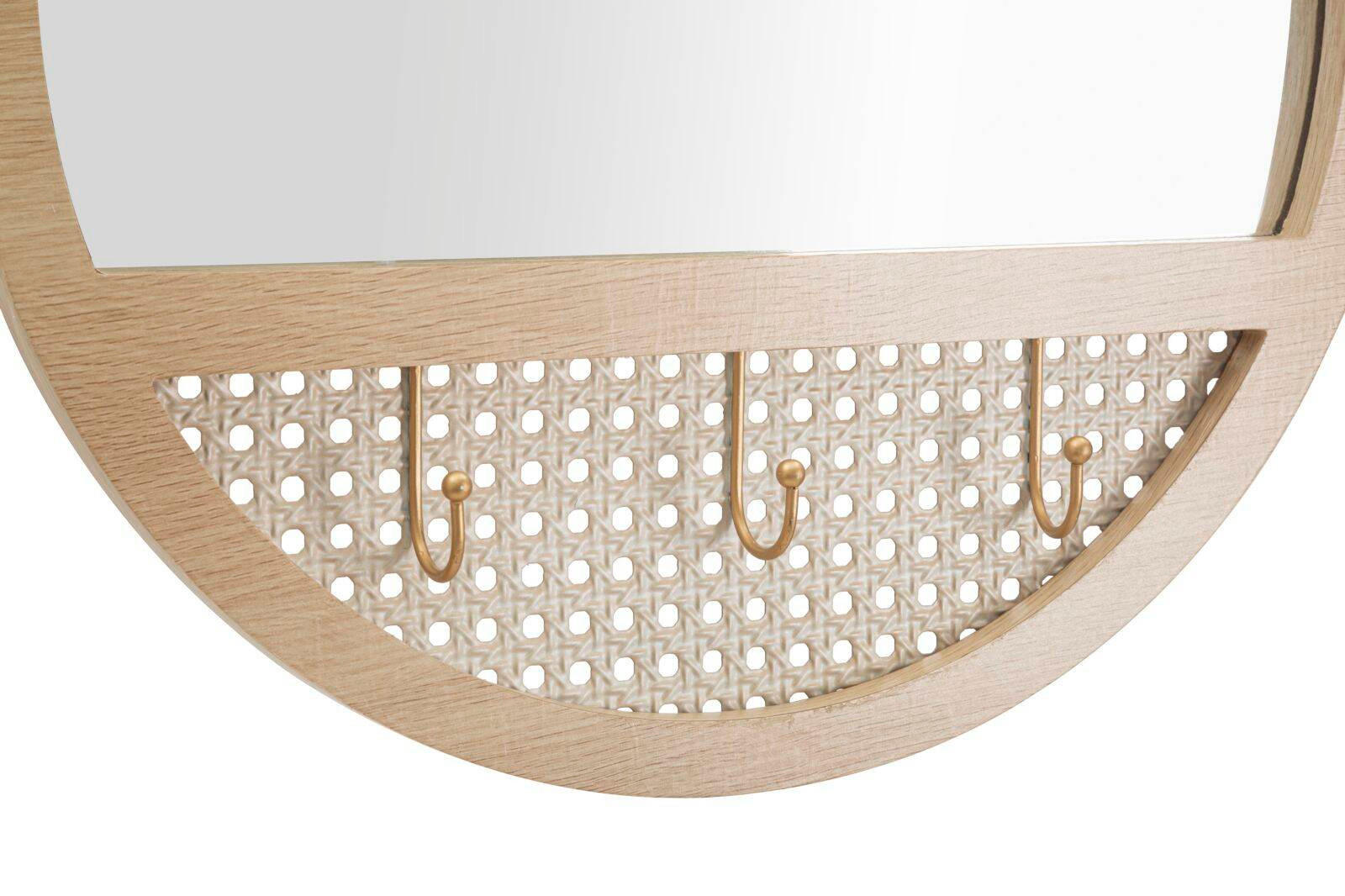WANDSPIEGEL Fuji Ø 50 cm - Beige, Holzwerkstoff (50/50/5cm) - Mauro Ferretti