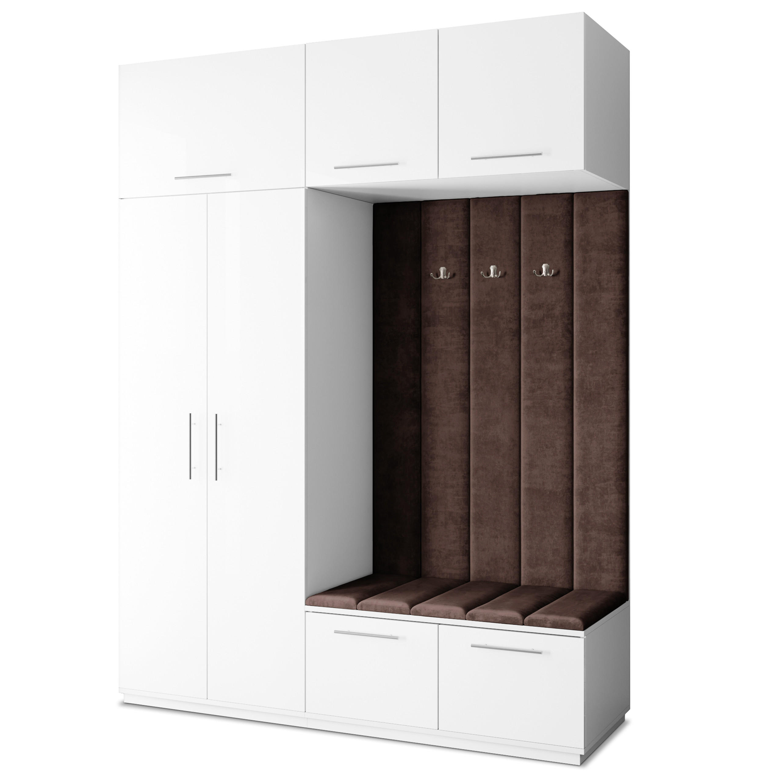 Masseno Garderobenschrank Weiß, Braun 180x240x60 cm