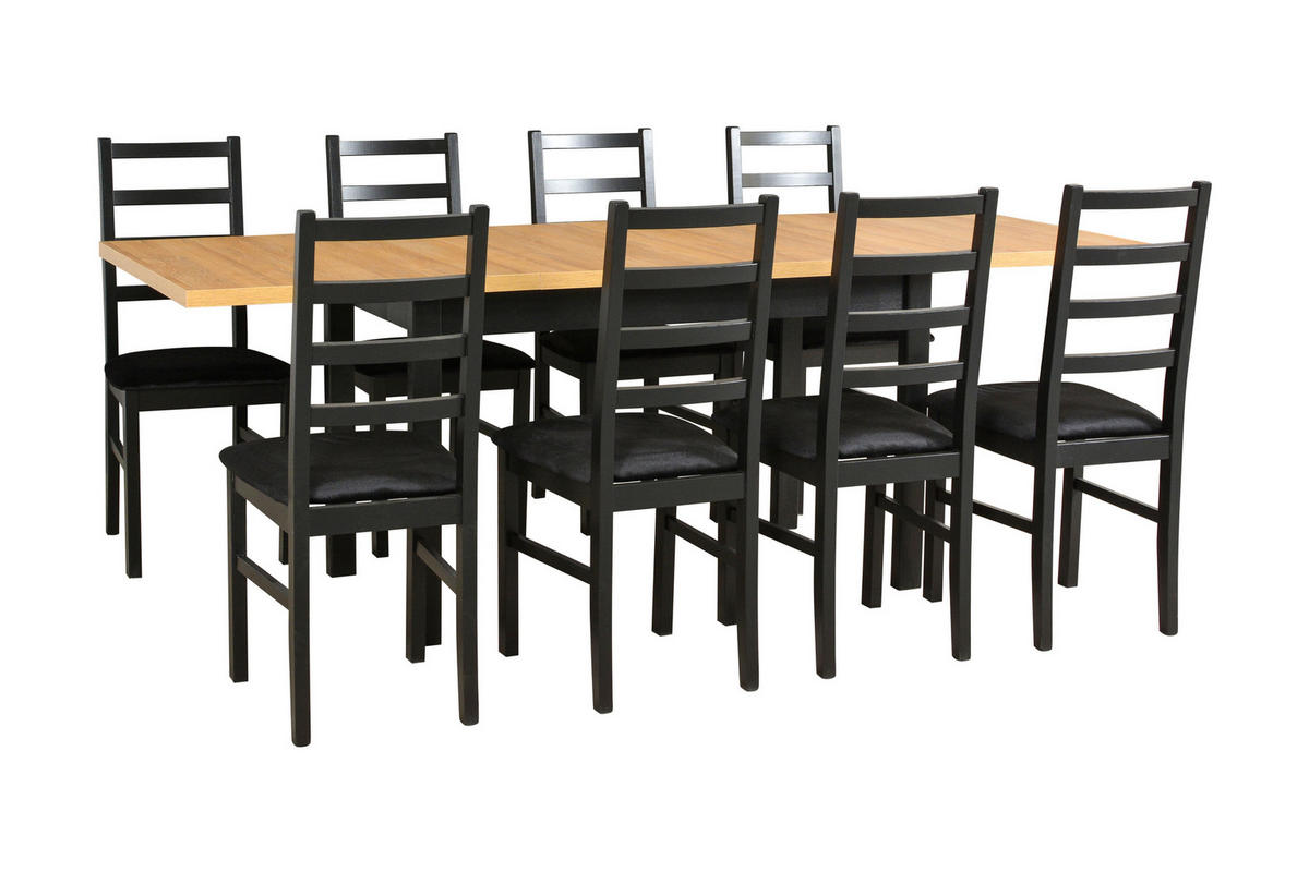 STUHL 2er Set Nilo 8, schwarz - Schwarz/Graphitfarben, Holz (43/94/40cm) - Leaf Design