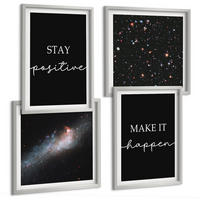 BILDER SET 4er Set - 50x50 cm & 40x60 cm Silberner Rahmen - Motivationsslogans Sterne Weltraum - Silberfarben, Kunststoff (50/50cm) - TULUP