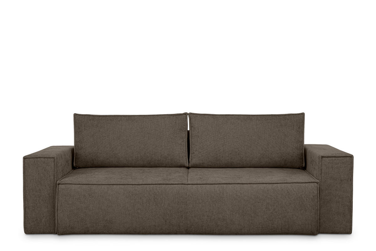 3-SITZER-SOFA NAPI II mit Schlaffunktion, kühles Braun - Braun, Textil (244/89/101cm) - KONSIMO®