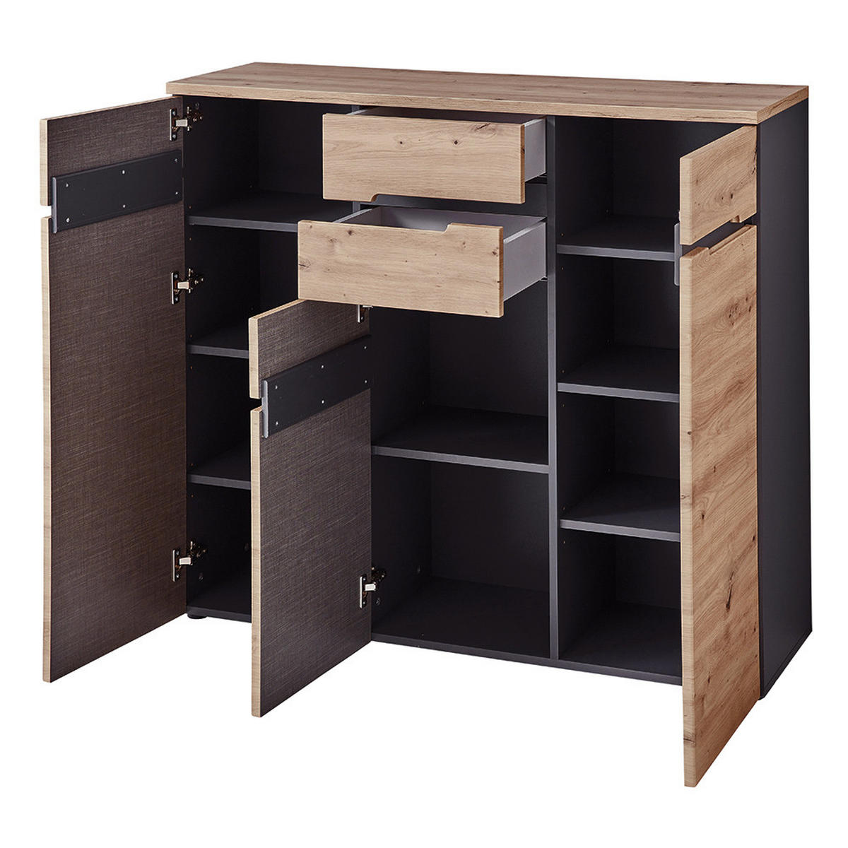 KOMMODE Manresa-36 - Braun, Holzwerkstoff (120/107/38cm) - Lomado
