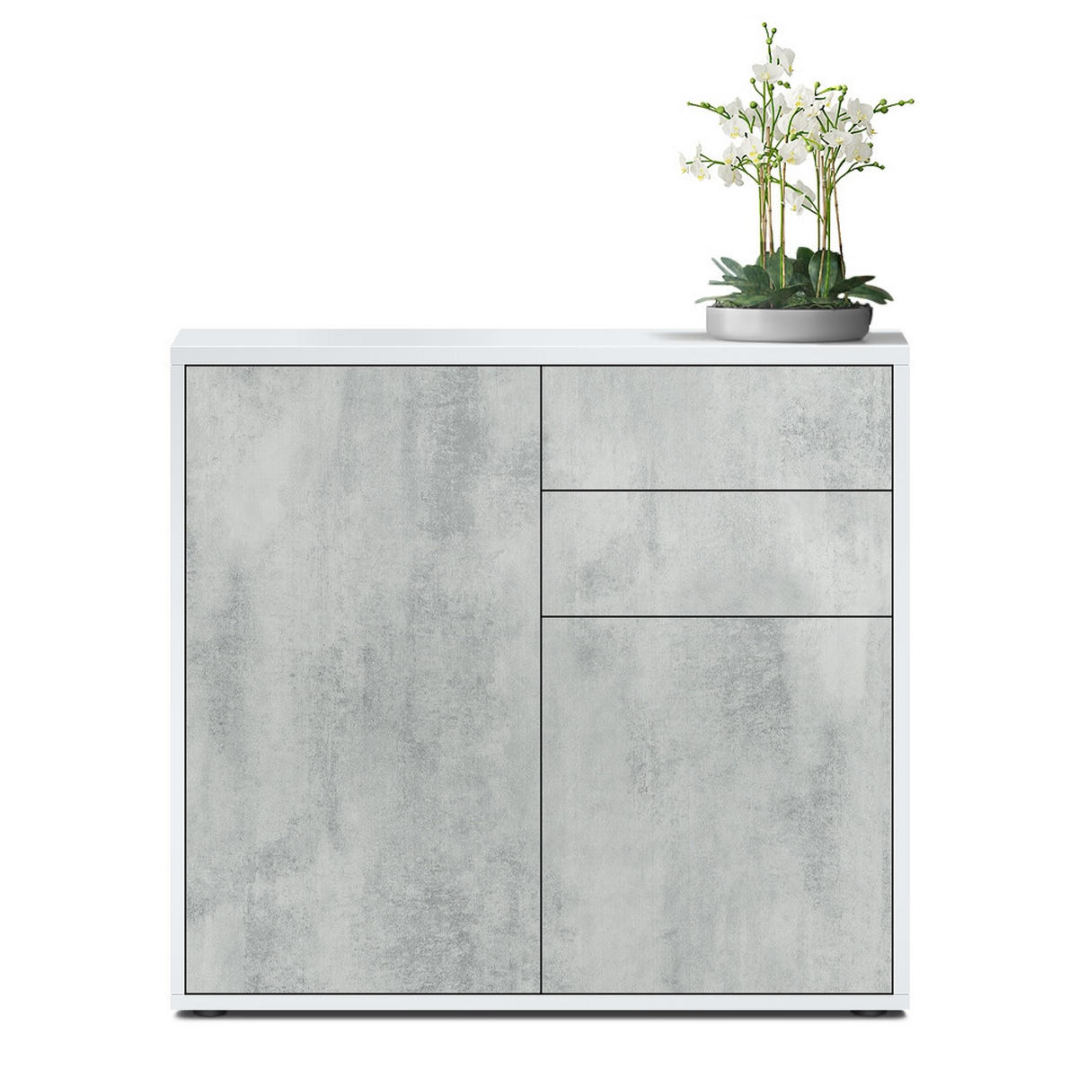 KOMMODE Ben Front in Beton Oxid Optik - Hellgrau, Holzwerkstoff (79/74/36cm) - Vladon