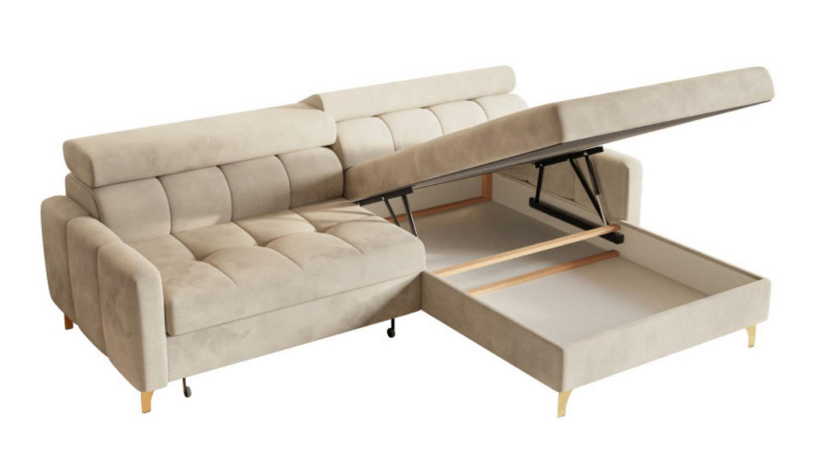 ECKSOFA Creme BAMBINO Mit Verstellbaren Kopfstützen Rechts - Beige/Creme, Textil (174/223cm) - Sepro Meble