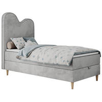 BOXBETT FLOW 90/180 Hellgrau Velvet hydrophob - H3 - Hellgrau, Holz/Textil (90/180cm) - MKS
