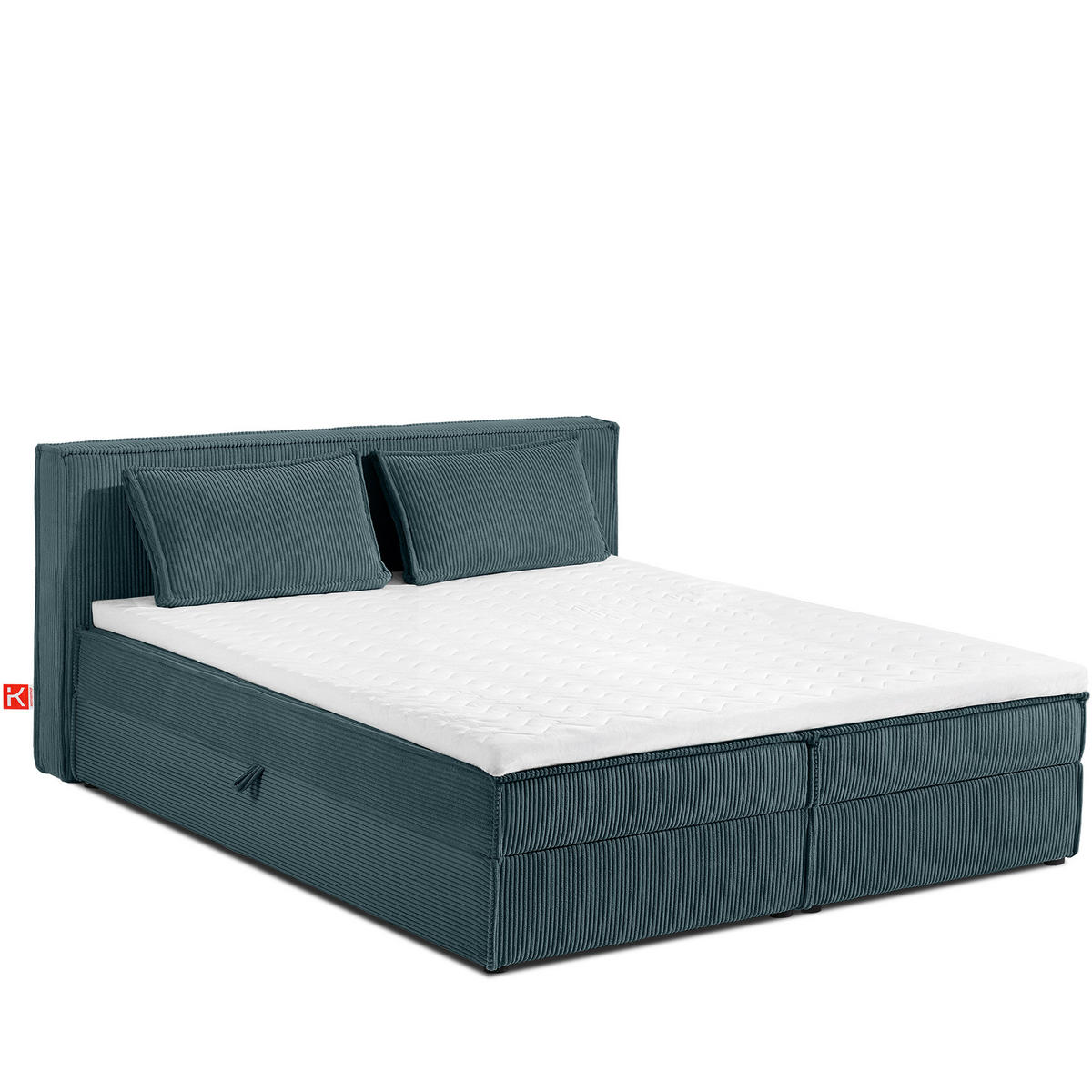 BOXSPRINGBETT ROTI mit Stauraum, blau - Blau/Schwarz, Holz/Holzwerkstoff (180/200cm) - KONSIMO®