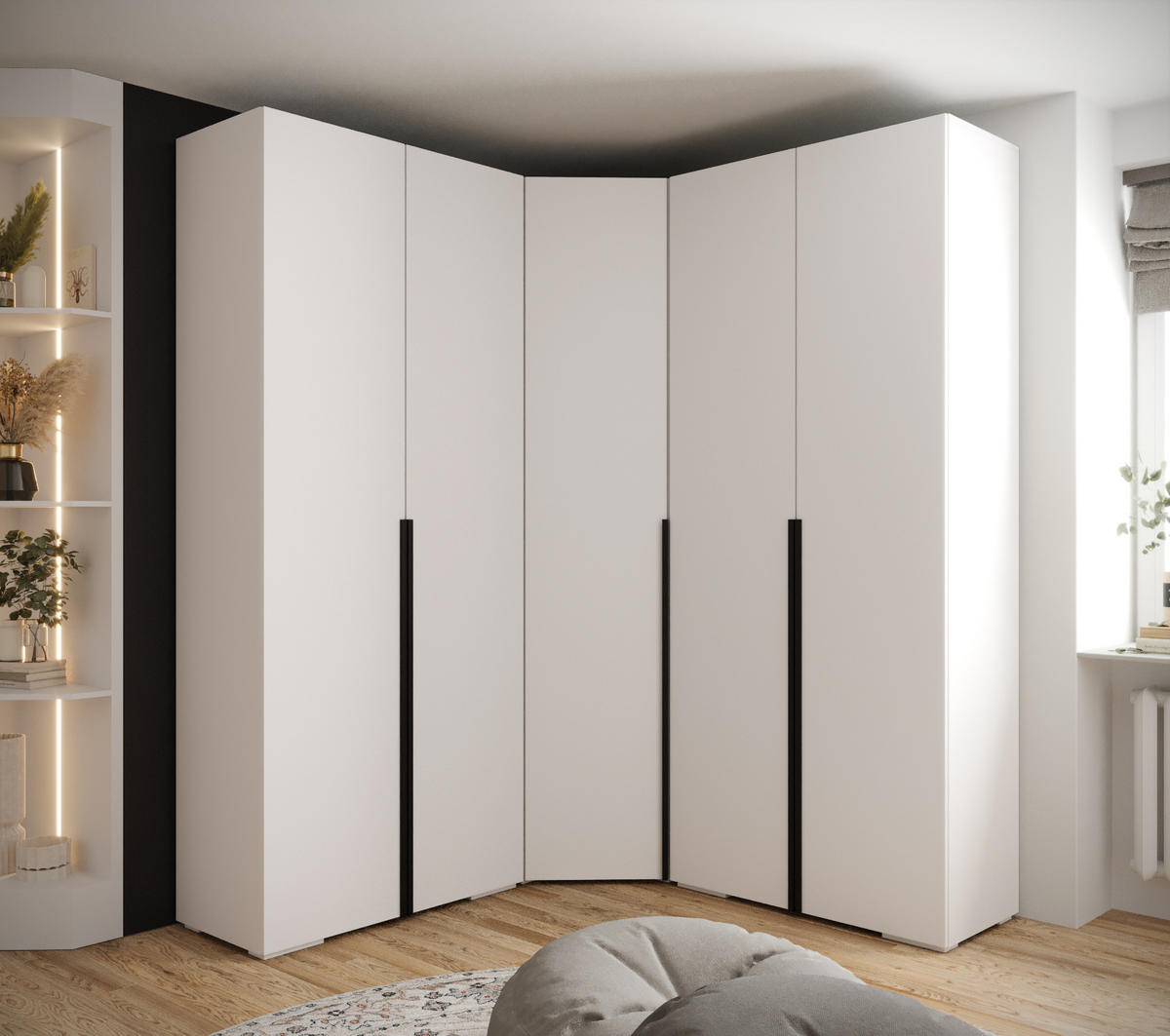 GARDEROBEN-SET 236,7/181,7/47 - Schwarz/Weiß, Holz/Kunststoff (181.7/236.7/47cm) - Abiks Möbel