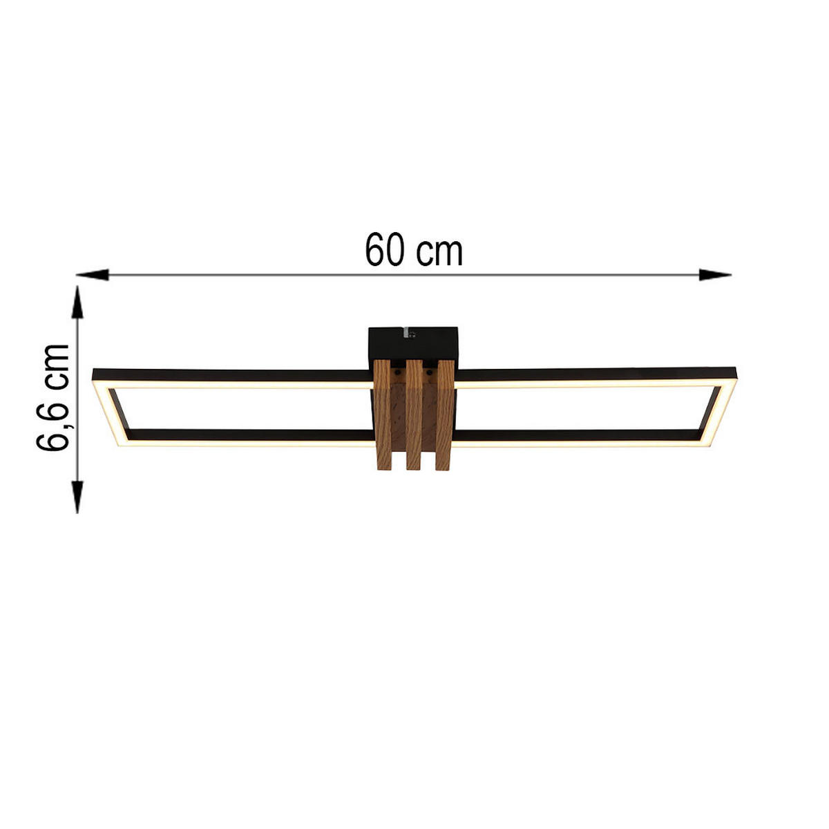 LED DECKENLEUCHTE Holzoptik Schwarz Matt - Schwarz, Metall (60/16.8/6.6cm) - Globo Lighting